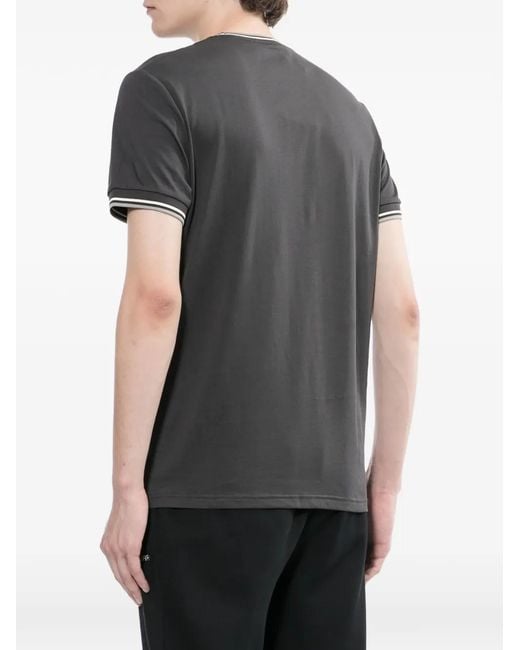 Fred Perry Gray Logo-Embroidered T-Shirt for men