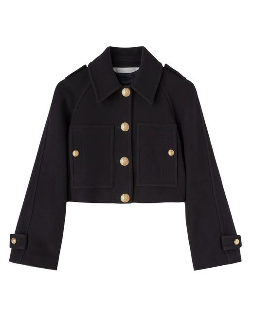 Palm Angels Black Blend Cropped Coat