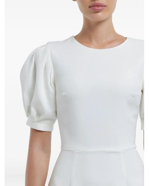 POST MERIDIEM White Voluminous-Sleeve Midi Dress