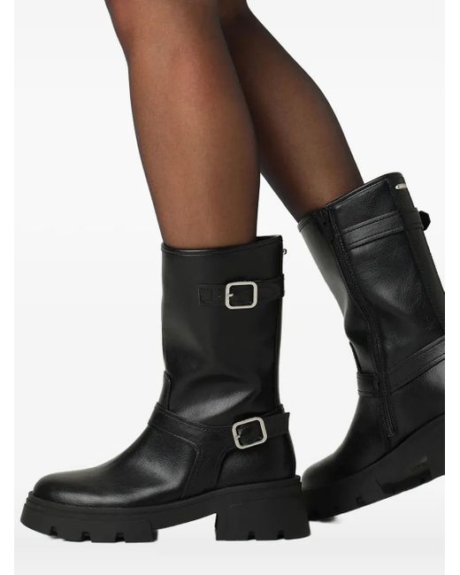 Mexx Black Sumatra River Buckle Platform Boots