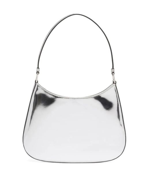 Prada White Cleo Brushed Leather Shoulder Bag