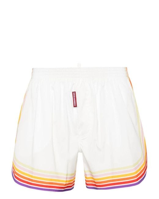 DSquared² White Rainbow-print Swim Shorts for men