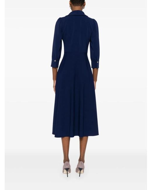 Nissa Blue Button-Down Midi Dress