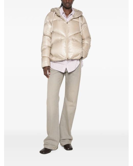 Herno Natural Quilted Hooded Jacket