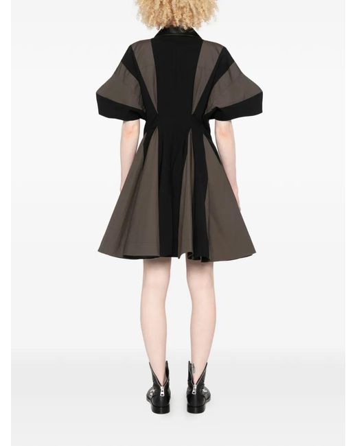Sacai Black Panelled Double-Breasted Mini Dress