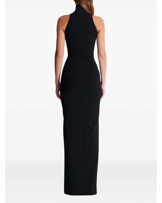 Balmain Black High-Neck Embellished Slit Maxi Dress