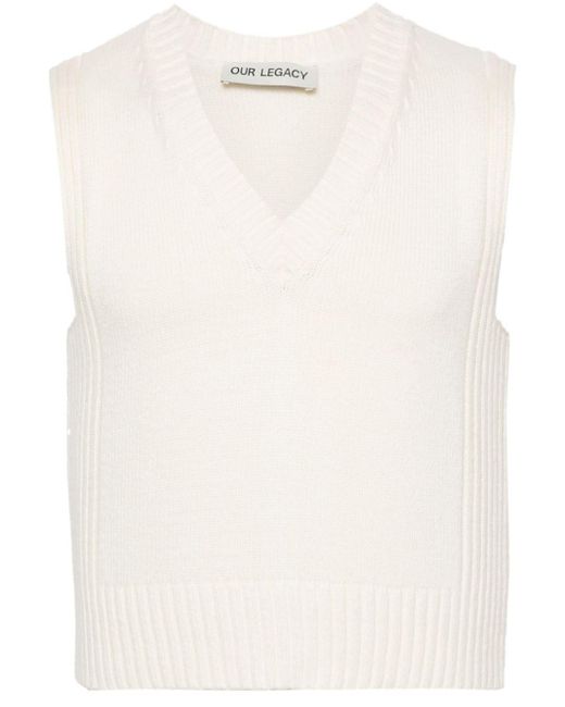 Our Legacy White V-neck Cotton Vest for men