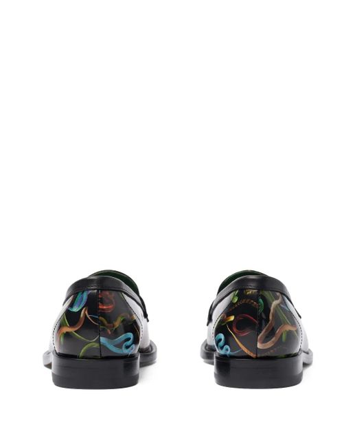 Scarosso Black Graphic-Print Loafers