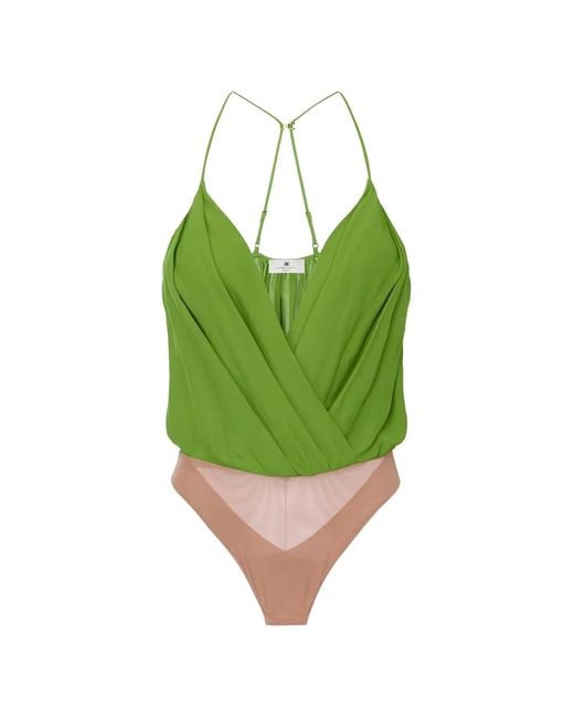 Elisabetta Franchi Green V-Neck Bodysuit