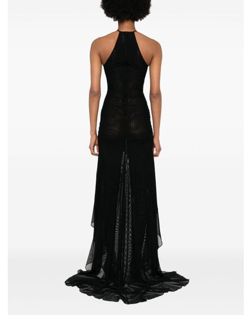 Vestido largo con diseño de malla David Koma de color Black