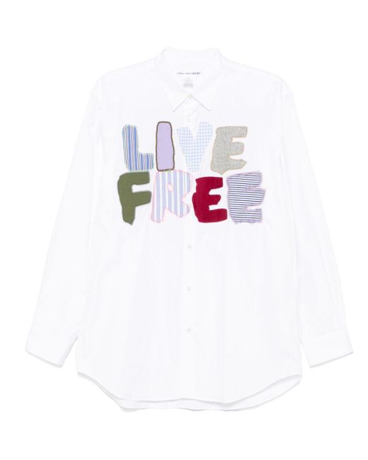 Comme des Garçons White Patch-Lettering Shirt for men