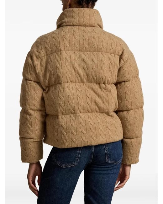 Polo Ralph Lauren Natural Cable-Knit Quilted Jacket