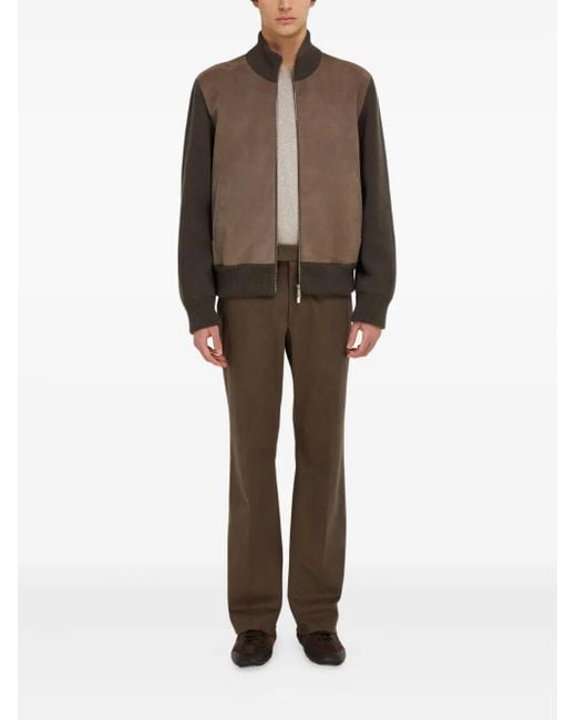 Ferragamo Brown Blouson With Leather Inserts for men