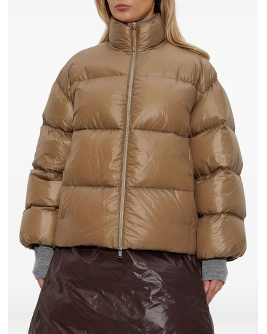 Jil Sander Brown Quilted Puffer Coat