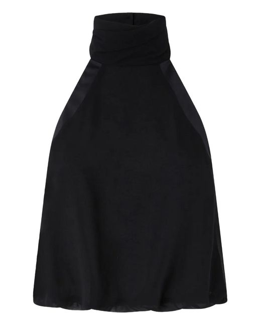 Pinko Black Halter Neck Top With High Collar