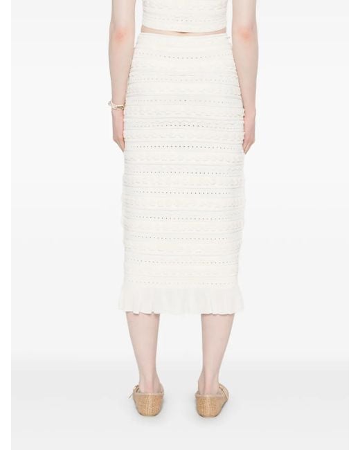Gonna Midi Con Applicazione A Fiori di Sandro in White