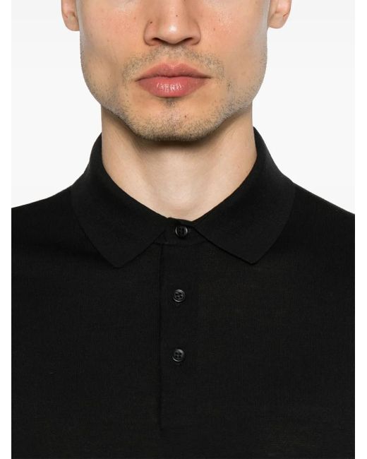 Kangra Fein Gestricktes Poloshirt in Black für Herren