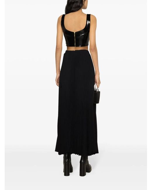 Styland Black High-Waist Pleated Midi Skirt