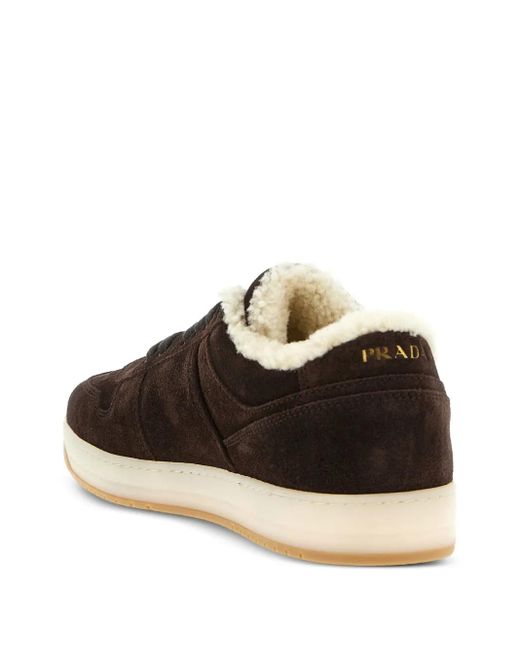 Prada Brown Downtown Leather Sneakers for men