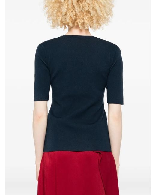 Erdem Blue T-Shirt En Maille À Fleurs