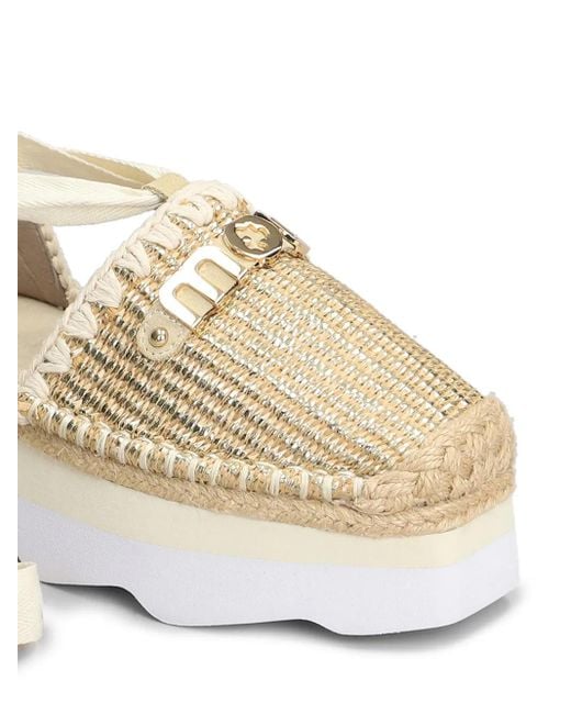 Mou Natural Logo-Lettering Espadrilles