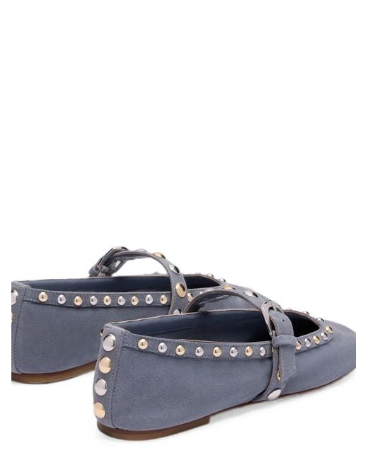 Stuart Weitzman White Perry Stud-Embellished Ballet Flats