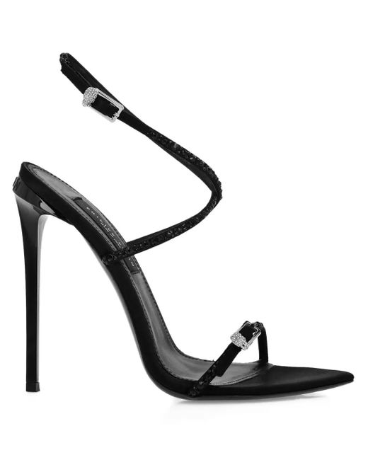 Philipp Plein Black 120Mm Crystal-Embellished Buckle Sandals