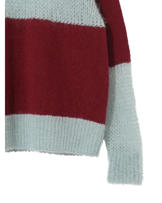 Undercover Red Mohair-Blend Striped Sweater