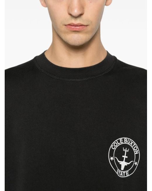 Cole Buxton Black Logo-Print Cotton T-Shirt for men