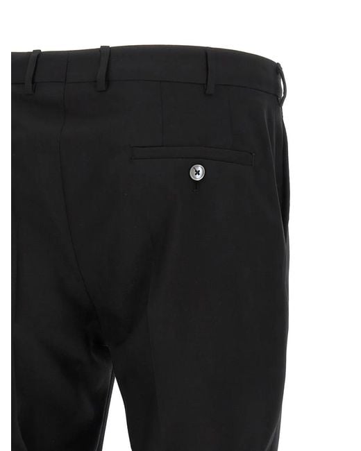 Pal Zileri Black Stretched Pleat Trousers for men