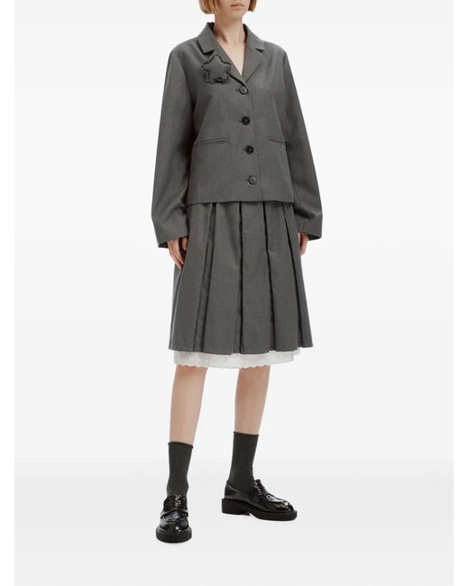 Mini Cream Gray Star-Patchwork Single-Breasted Jacket