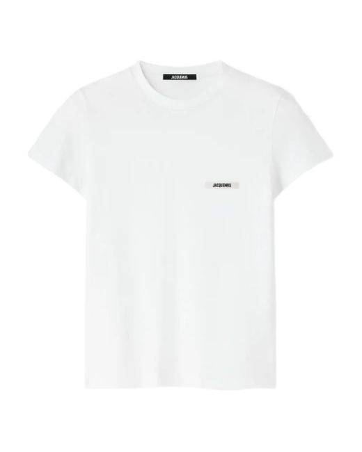 Jacquemus White Weißes T-Shirt Mit Kurzen Ärmeln
