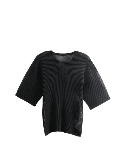 Homme Plissé Issey Miyake Black Pleated Semi-Sheer T-Shirt for men