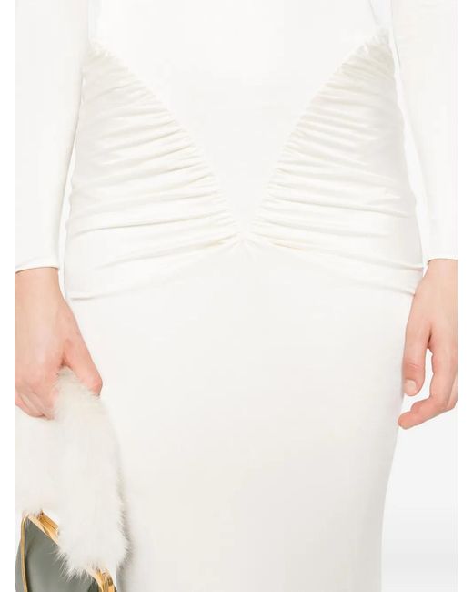 The New Arrivals Ilkyaz Ozel White Darja Draped Dress