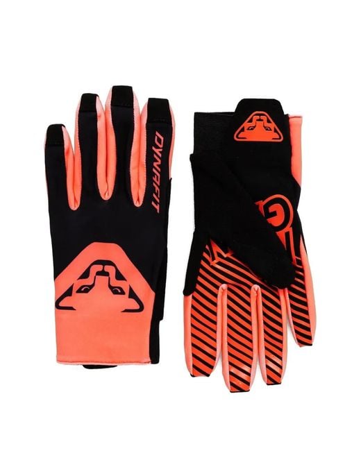 Dynafit Red Dna Logo-Print Striped Gloves