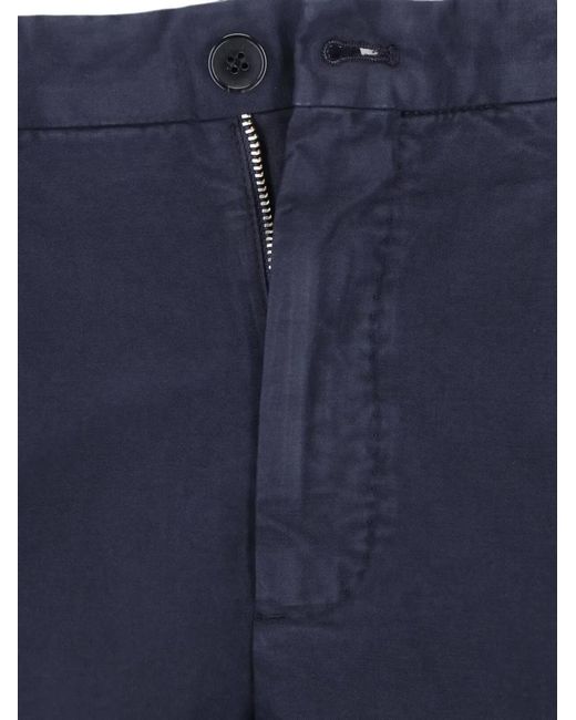 Incotex Blue Pleated Tapered Trousers for men