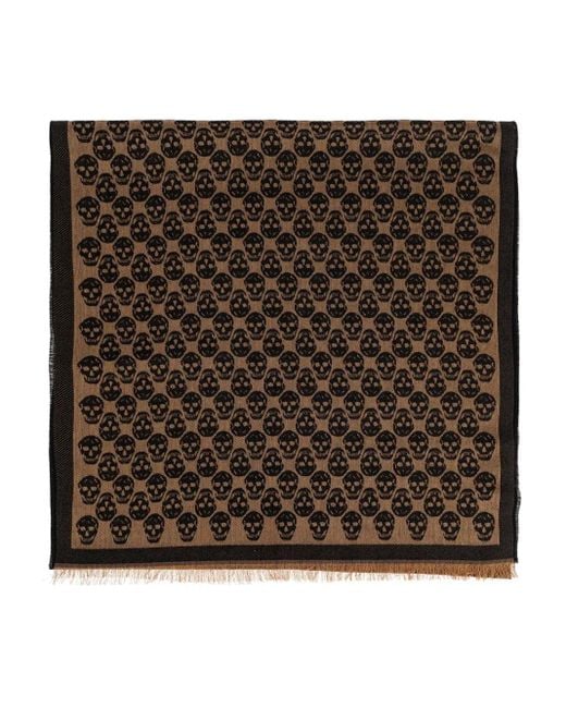 メンズ Alexander McQueen スカル スカーフ Brown