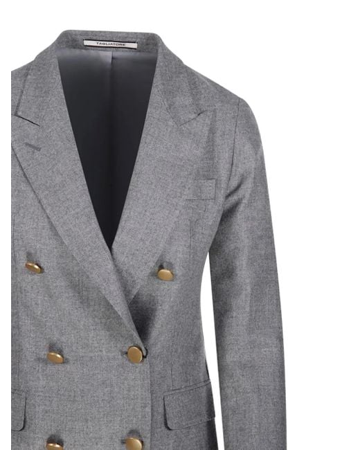 Tagliatore Gray Doppelreihiges Sakko Mit Goldfarbenen Knöpfen