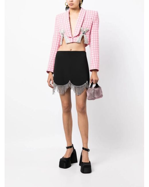 Area Pink Deco Bow Slit Cropped Blazer