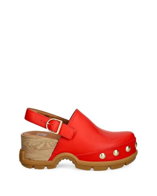 Sorel Red Roam'N Clog Rvt Studded Slingback Clogs
