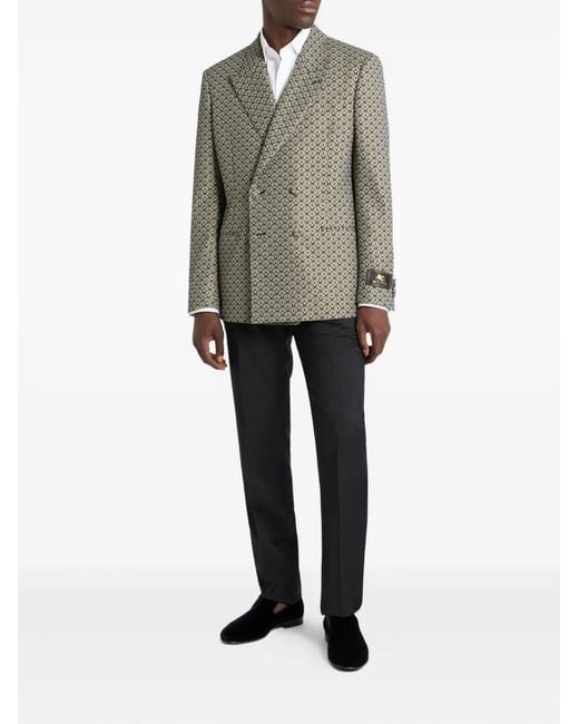 Etro Brown Double-Breasted Blazer for men