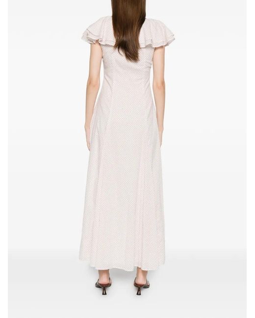 Posse White Marlowe Flutter Scoop-Neck Midi Dress