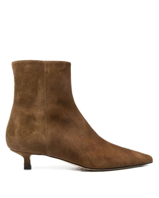 Botas con kitten heel y puntera en punta Aeyde de color Brown