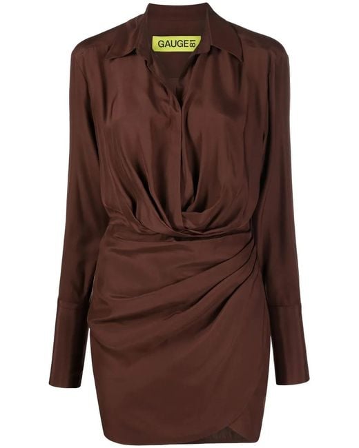 GAUGE81 Brown Naha Short Dress