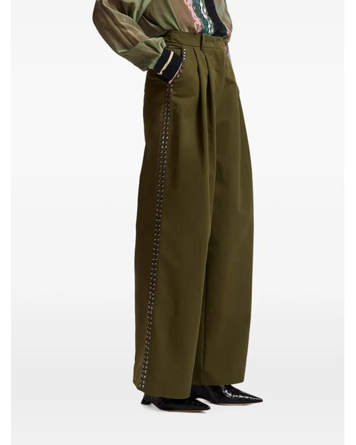 Essentiel Antwerp Green Korrupt Stud-Embellished Pleated Trousers