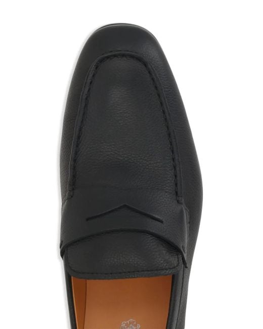 Tod's Black Grained Leather Penny Loafers Shoes for men