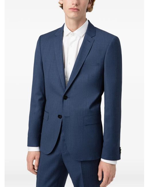 HUGO Blue Veste Boutonnée À Revers Crantés for men