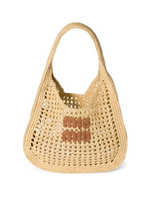 Miu Miu Natural Interwoven Tote Bag