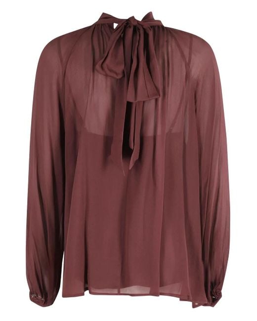 Isabelle Blanche Brown Semi-Sheer Blouse
