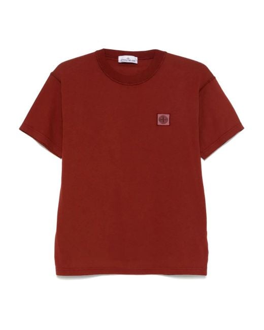Stone Island Red Compass-Patch T-Shirt for men